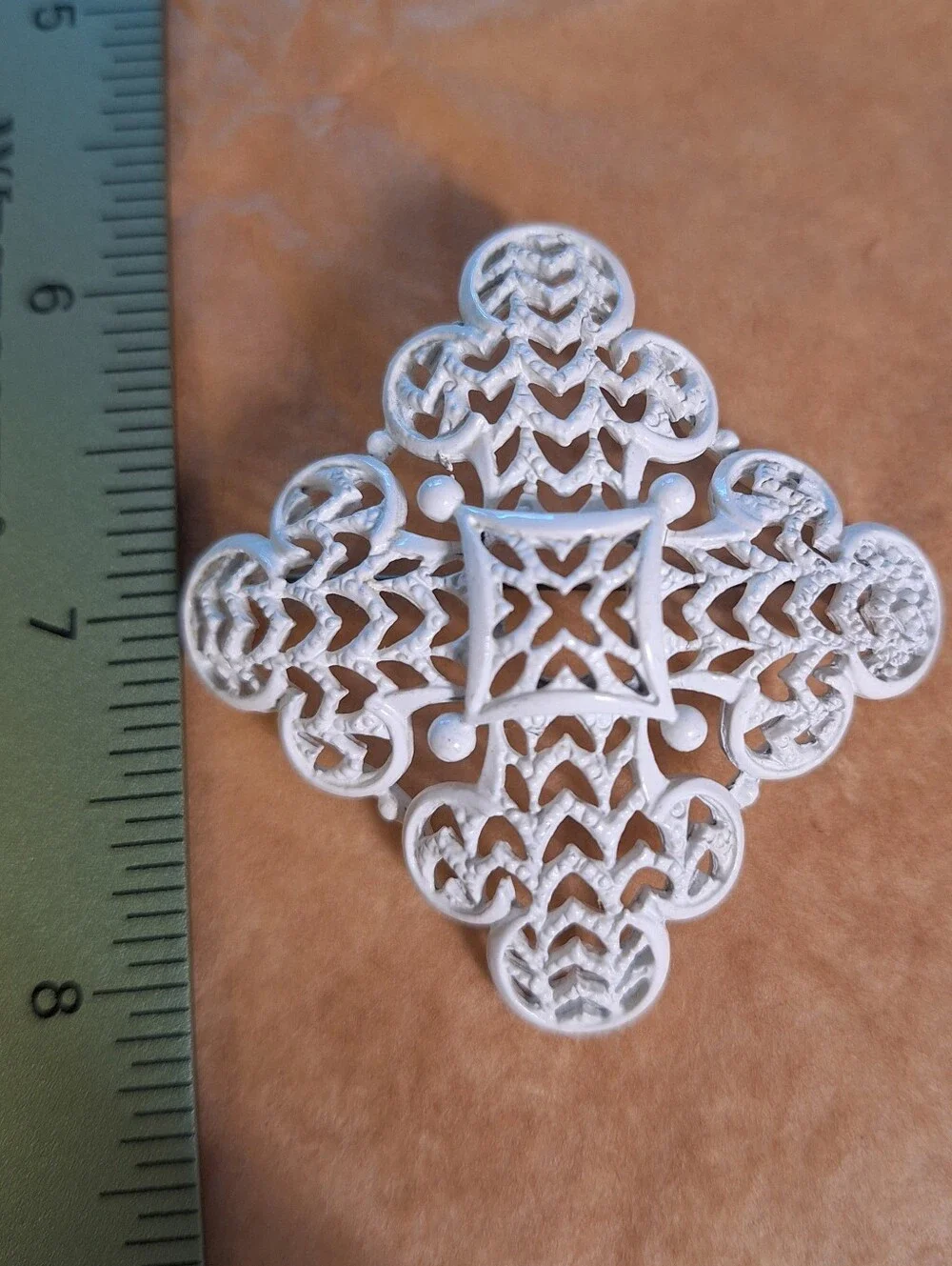 Vintage Signed Lisner Maltese Cross Filigree Brooch, Mid Century 1950, 1960